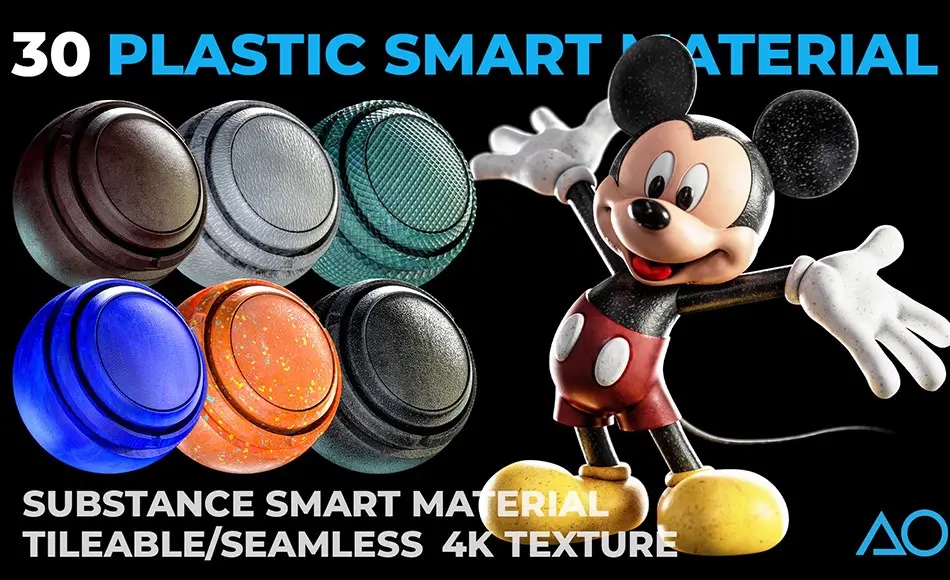 30 种智能塑料材质 30 Plastic Material – Smart Material + 4K Textures Set