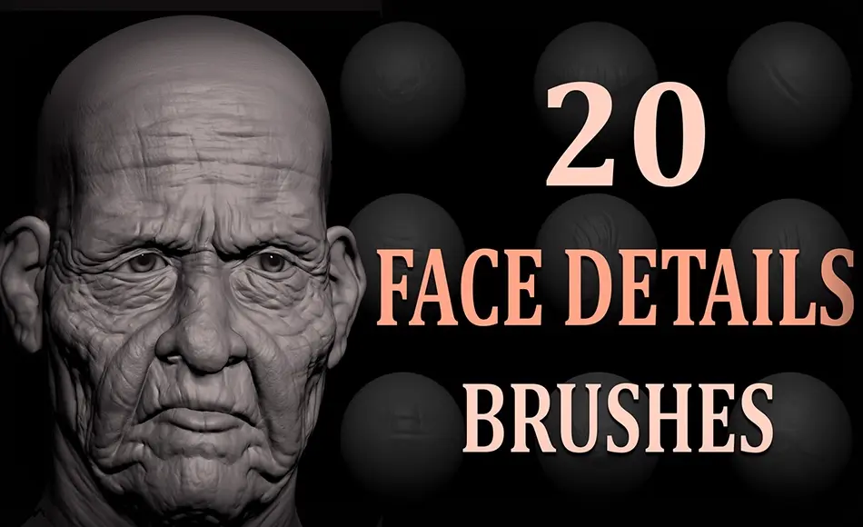 20 款面部细节纹理笔刷 20 Face Details Brush + Alphas
