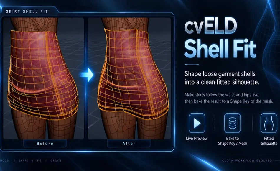 Blender插件 – 布料摆放插件 Cveld Shell Fit