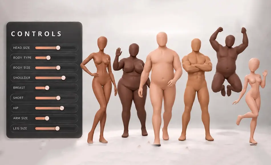 Blender插件 – 可定制的男女基础网格 Bodiez: Customizable Male & Female Base Meshes