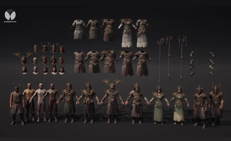 【UE5】模块化德鲁伊套装 Modular Druid Bundle – Male / Female – Metahuman 【UE5】模块化德鲁伊套装 Modular Druid Bundle – Male / Female – Metahuman