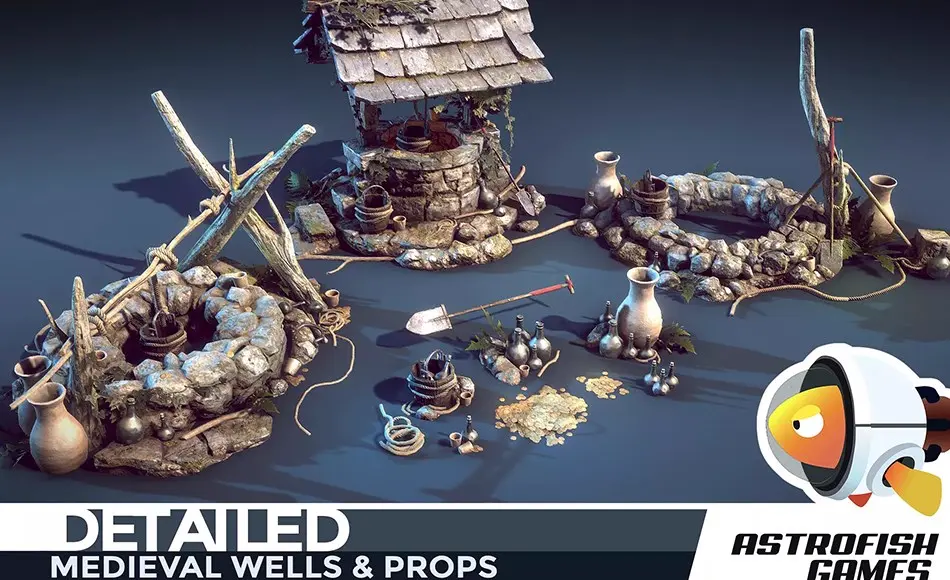 Unity资产 – 中世纪水井和道具 DETAILED – Medieval Wells & Props Unity资产 – 中世纪水井和道具 DETAILED – Medieval Wells & Props