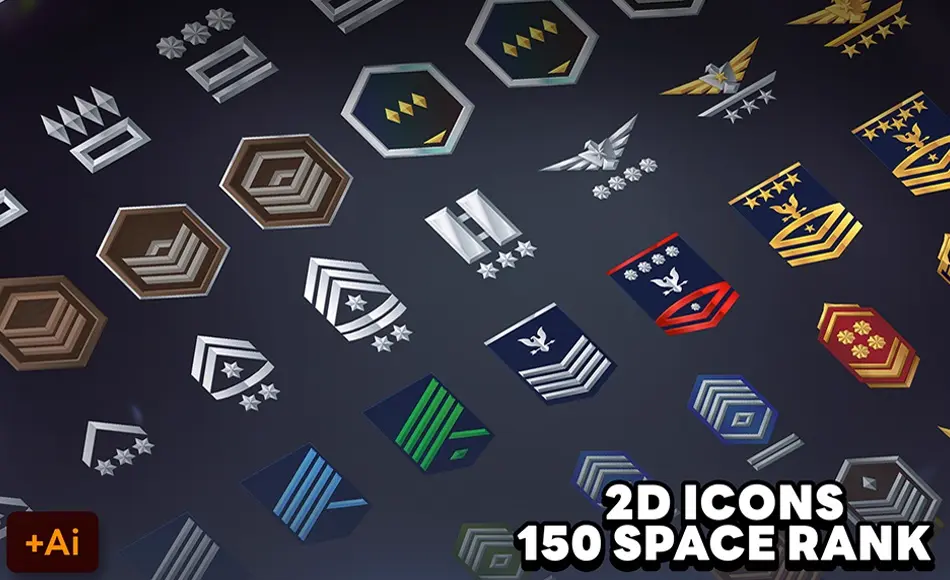 Unity资产 – 游戏等级图标 2D Icons – 150 Space Rank