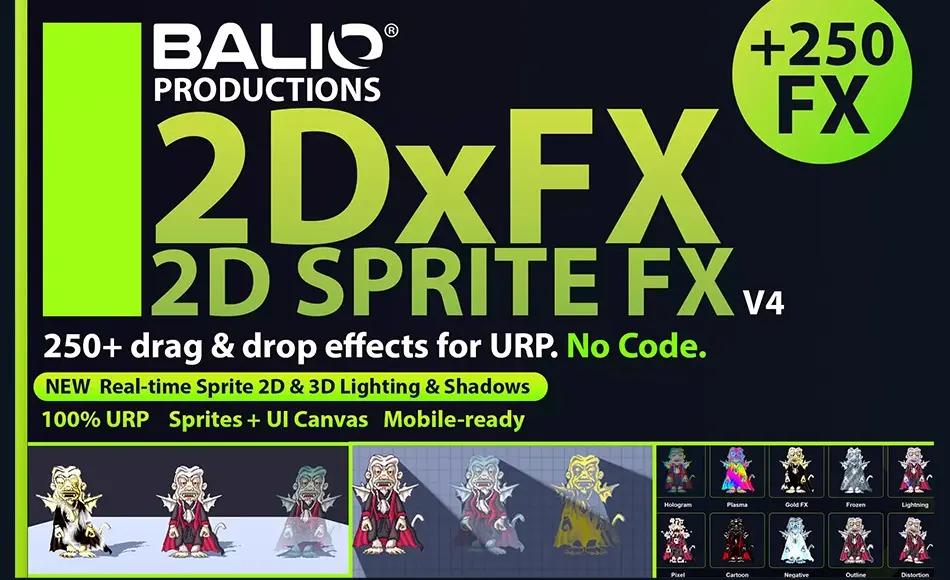 Unity特效 – 视觉特效工具包 2DxFX: 2D Sprite FX Unity特效 – 视觉特效工具包 2DxFX: 2D Sprite FX