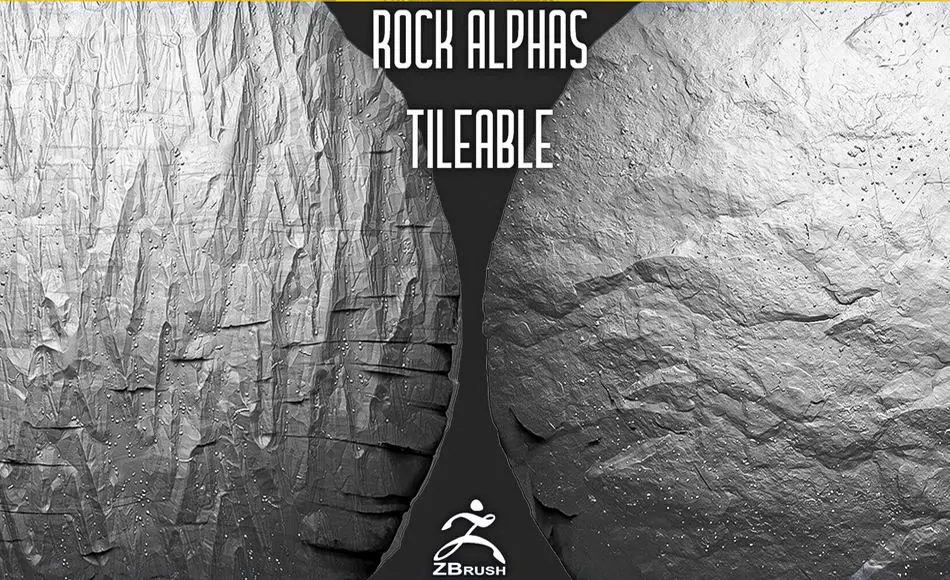 20 组无缝贴图岩石笔刷素材 20 Rock Tileable Alphas (ZBrush, Substance)
