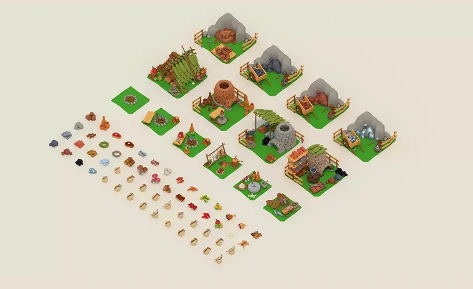 Unity资产 – 风格化野外生存道具 LOWPOLY – Survival Pack