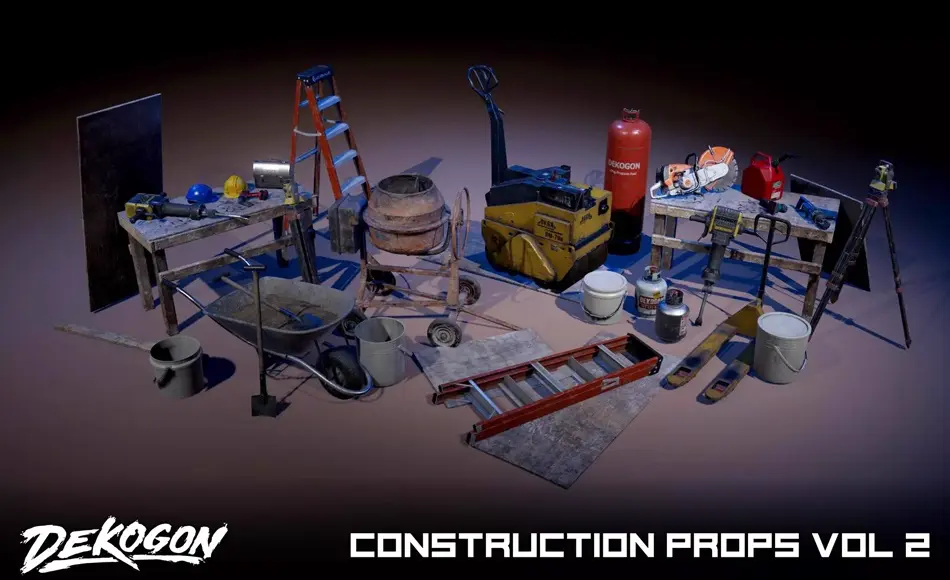 Unity资产 – 建筑工地 Construction Site VOL. 2 – Tools, Parts, and Machine Props