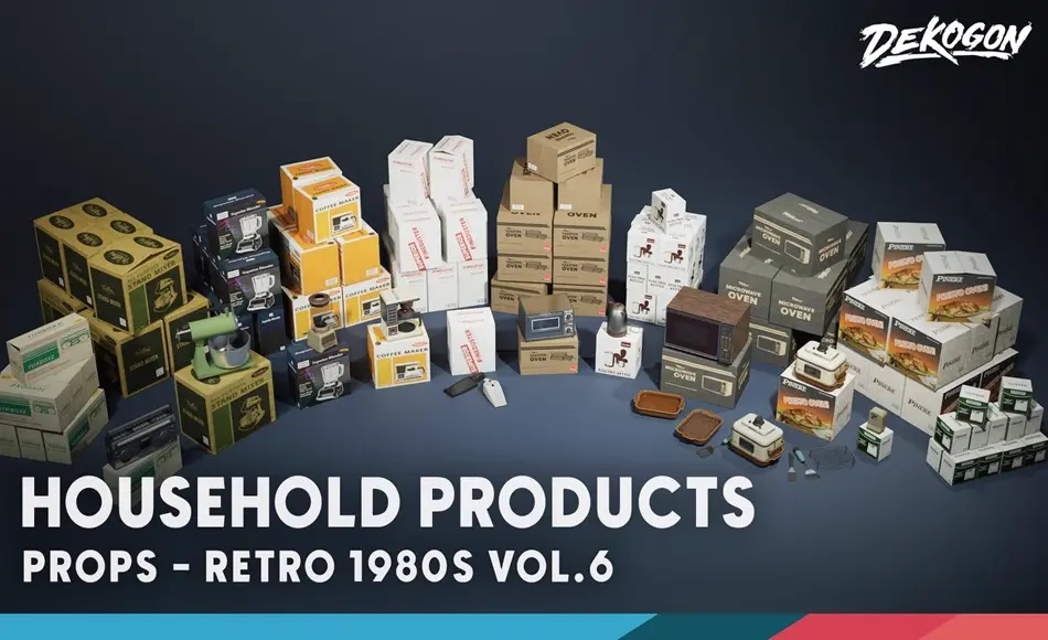 【UE5】80年代复古家具用品 Retro 80’s VOL.6 – Household Products (Nanite and Low Poly)