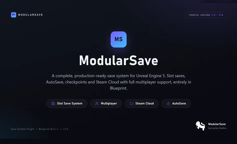 UE5插件 – 云端及多人存档工具 Modular Save – Cloud & Multiplayer Save Tool