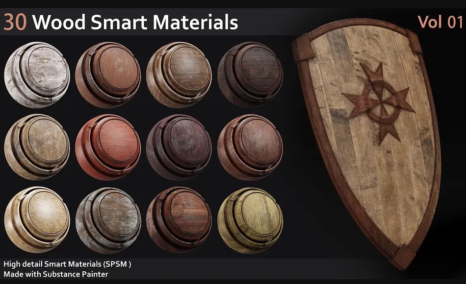30 种木质纹理材质 Wood Smart Materials Vol1 30 种木质纹理材质 Wood Smart Materials Vol1