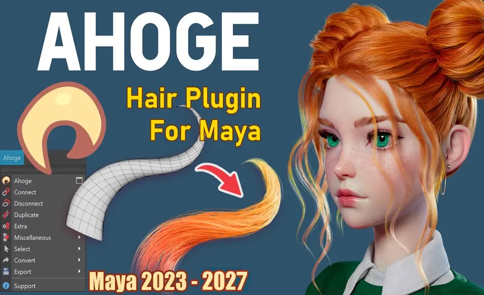 Maya插件 – 发型制作插件 Ahoge 1.0.1 • Hair plugin for Maya